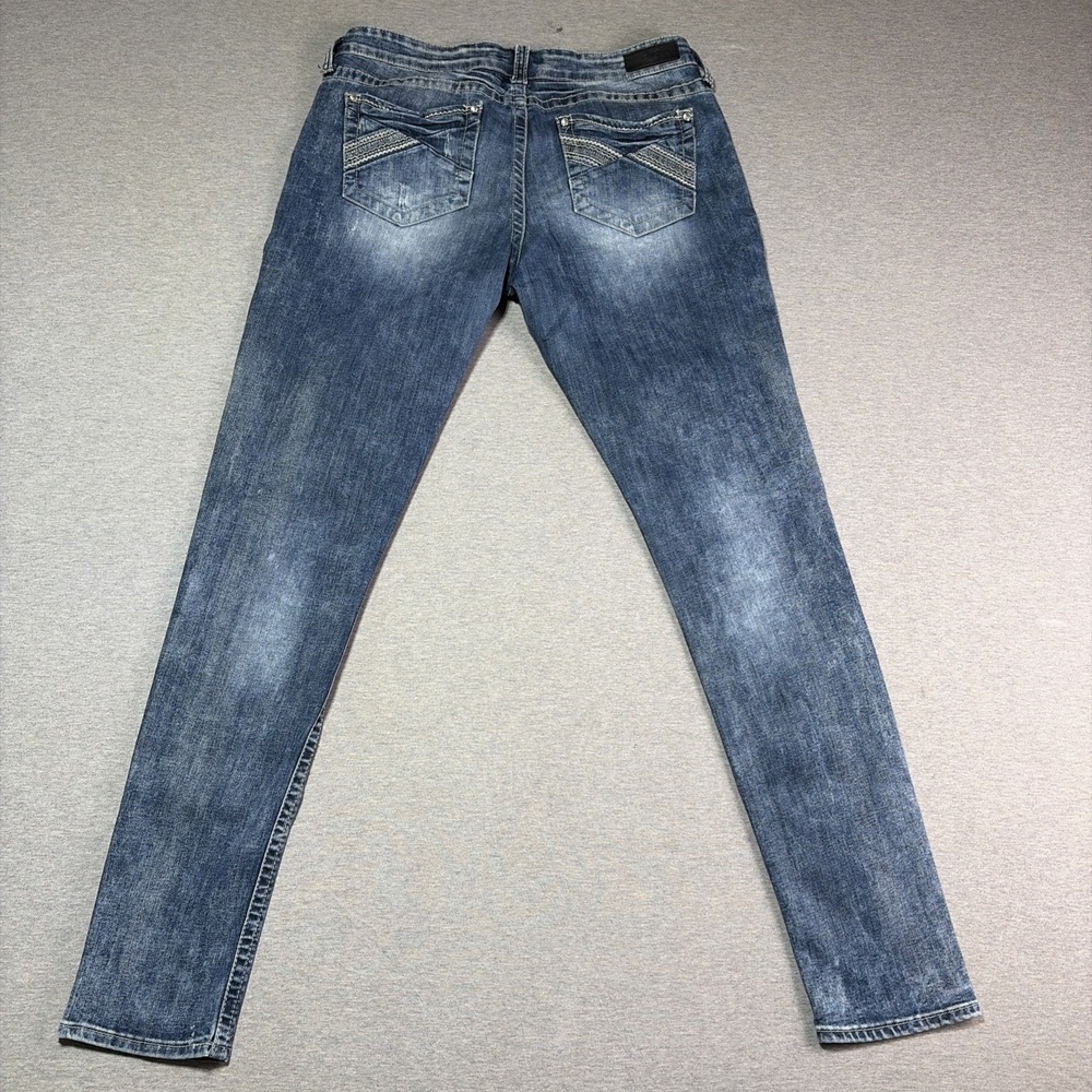 Daytrip Scorpio Skinny Jeans Size 32L Medium Wash Whiskers Stretch actual 34x33 - Picture 12 of 13